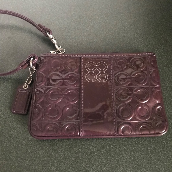 Coach Purple Leather Wristlet Mini Pouch - Picture 3 of 9